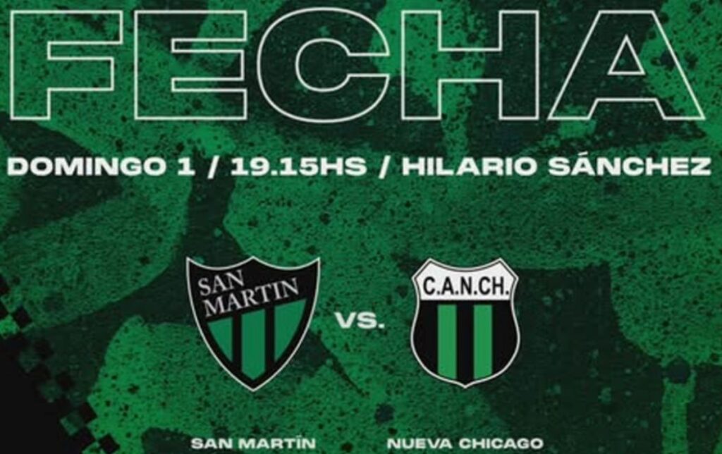 Este domingo, desde las 19:15 horas, San Martín de San Juan recibirá a Nueva Chicago en el estadio Hilario Sánchez, en el partido de vuelta por la semifinal del Torneo Reducido por el segundo ascenso a Primera División.