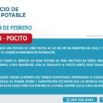 Obras Sanitarias de San Juan informó que se detectó una rotura en un caño matriz de 300 mm en la intersección de Calle 5 y Vidart, por lo que se iniciaron trabajos de reparación de urgencia para evitar mayores inconvenientes en el suministro de agua potable.