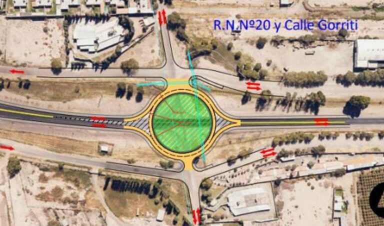 La provincia de San Juan avanza en la construcción de una moderna rotonda que mejorará la circulación vehicular y reducirá la congestión en la Ruta 20. La obra contempla un desarrollo de 80 metros de diámetro, con calzadas de 8 metros de ancho, permitiendo el doble carril de circulación en la rotonda.