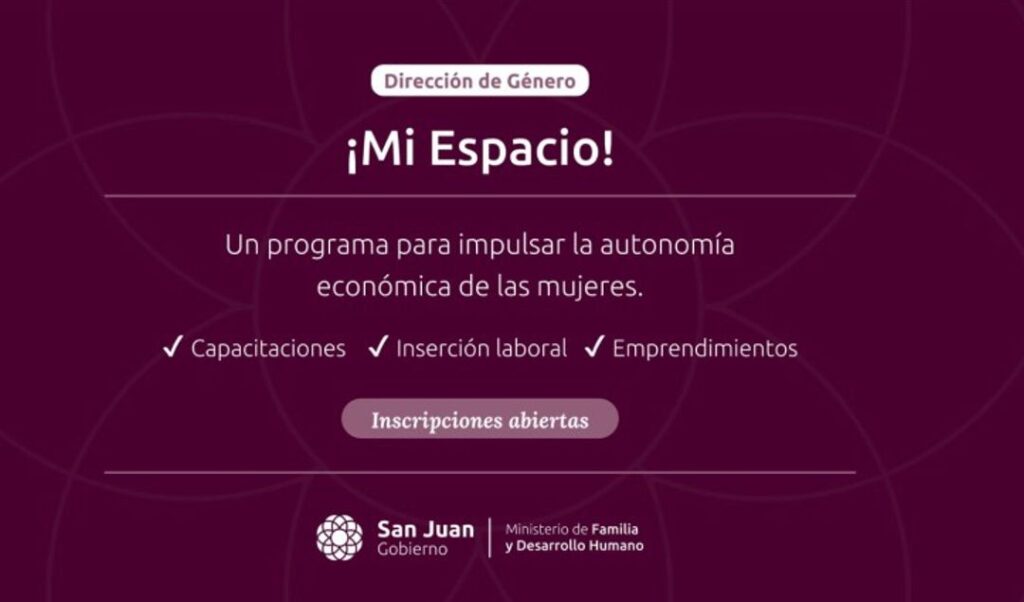 El Ministerio de Familia y Desarrollo Humano de San Juan presentó el programa "Mi Espacio", una iniciativa que busca capacitar y contener a mujeres de 18 a 60 años en situación de vulnerabilidad. Especialmente dirigido a quienes no tienen empleo estable o han sido víctimas de violencia de género o trata, este programa brinda herramientas para lograr independencia económica y social.