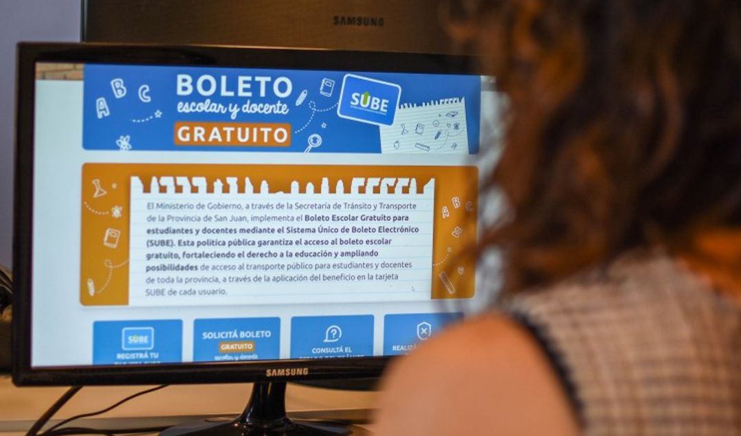 El Gobierno de San Juan informó que ya se encuentran habilitados los canales oficiales para solicitar el Boleto Escolar y Docente Gratuito 2026. El trámite podrá realizarse hasta el 15 de marzo inclusive, a través de la página web www.boletoescolar.sanjuan.gob.ar o mediante el chatbot de CIDI.
